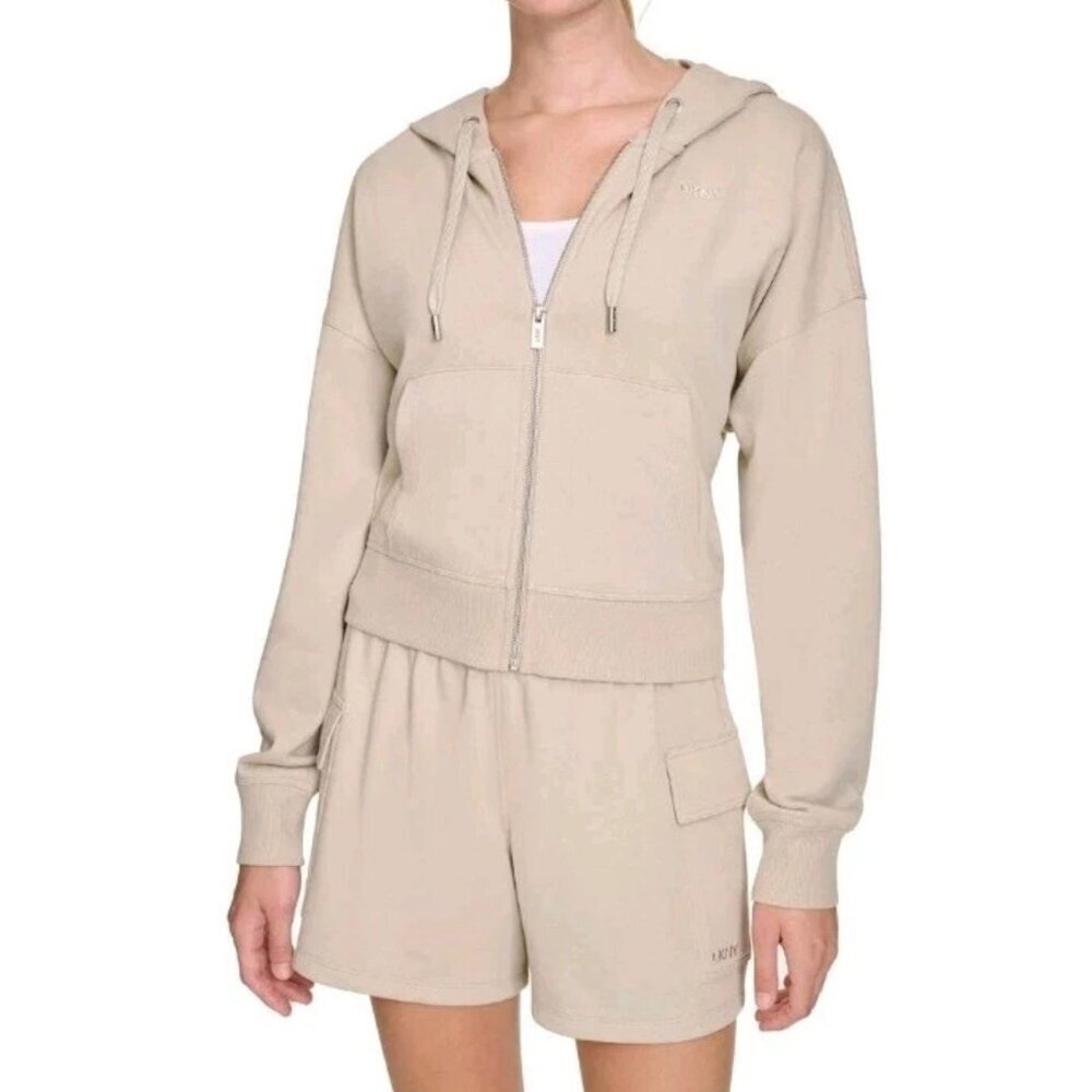 DKNY Women's Terry Zip Front Jacket Size XX-large /cream NWT